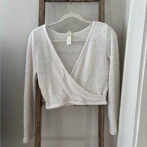 H&M Cream Textured Knit Wrap Crop Top